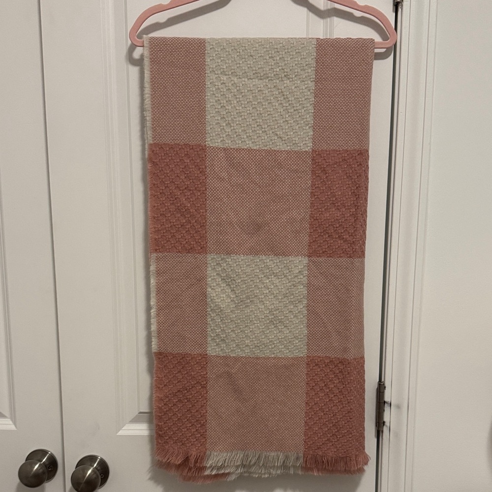 LOFT Blush and Cream Plaid Scarf